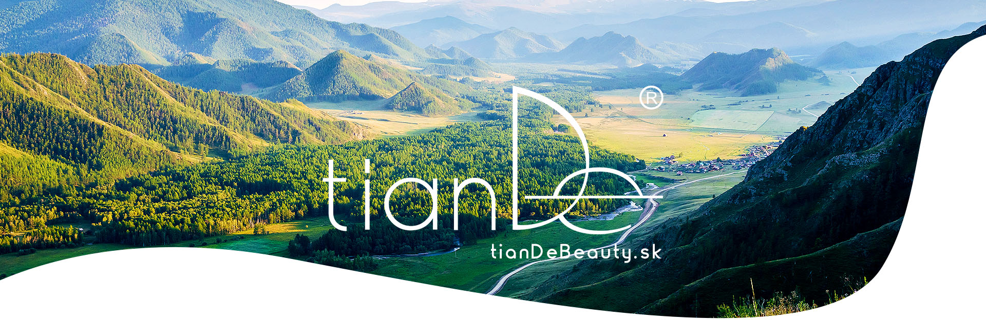 o-tiande-banner výhľad na altai s logom tianDe