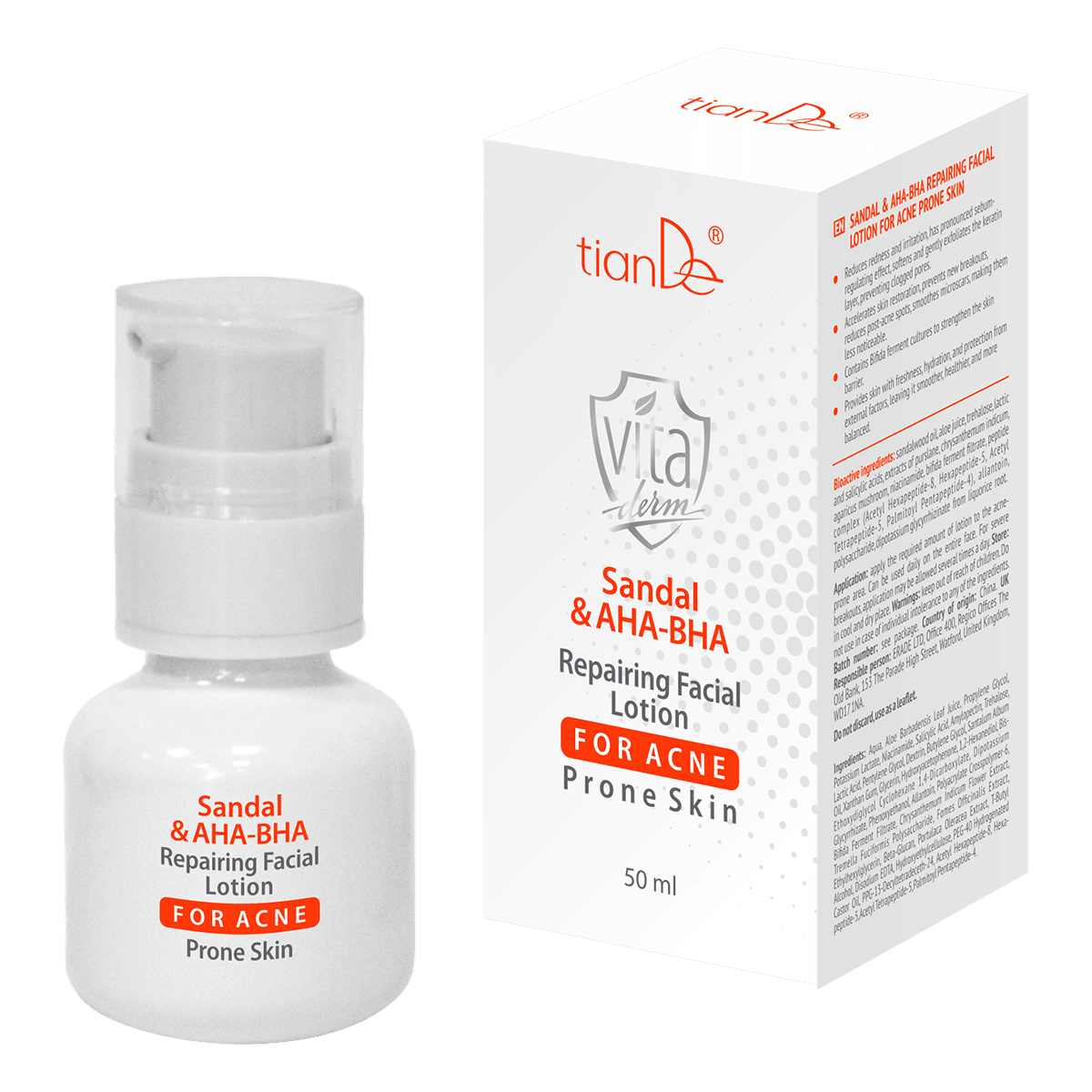 16313 E Sandal & AHA-BHA regeneračné pleťové mlieko pre pleť náchylnú na akné | tianDe – Obrázok 1